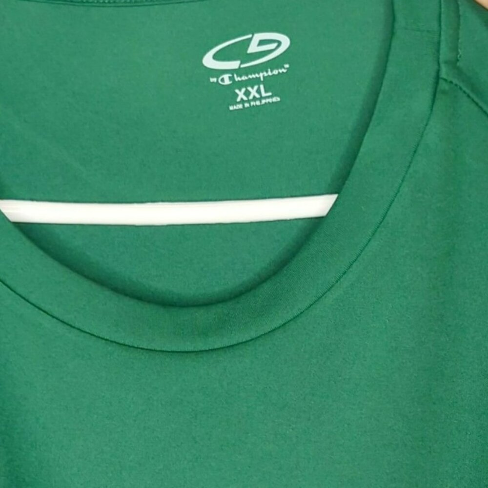 Champion Mens 2XL Double Dry Performance T-Shirt Green Short Sleeve - Picture 3 of 4